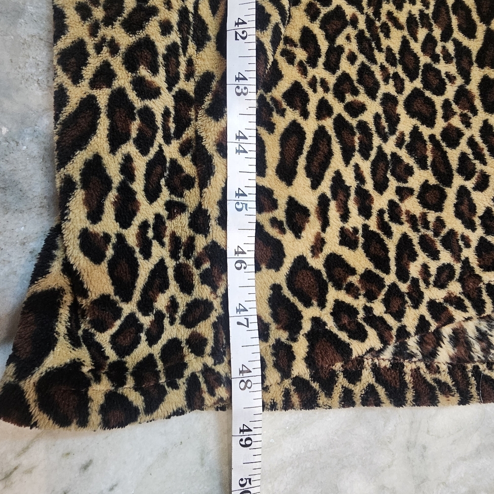 Oscar de la Renta Leopard Print Plush Zip Robe L/XL Long Sleeve Lounge Wear - Picture 8 of 9
